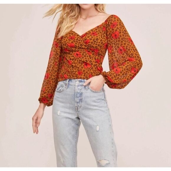 ASTR The Label Animal Print Floral Crop Top Mob Wife Office Siren Size Small - Picture 3 of 16